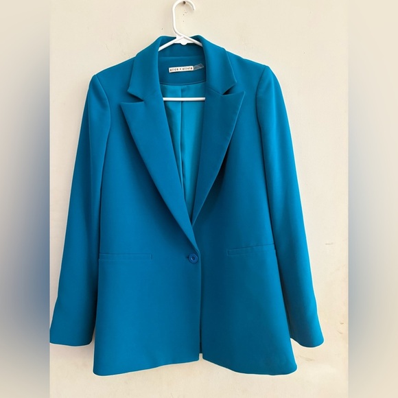 Alice + Olivia Women's Blue Shan Solid Oversized Blazer Jacket Coat Size 0 - Picture 5 of 6